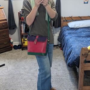 Nordstrom Made In Italy Vintage Leather Color Block Crossbody Bag Multicolor